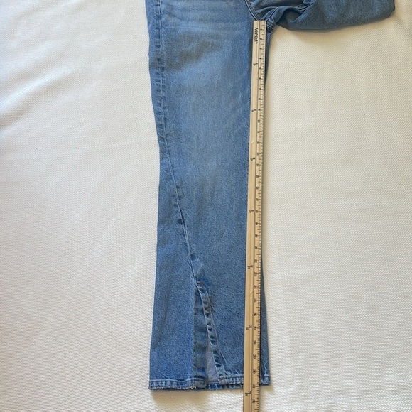 American Eagle 90’s Bootcut Jeans Center Split Size 6 Light Wash Stretch EUC - Picture 13 of 16